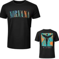 Retro Nirvana Grafinis Medvilninis Marškinėlis Unisex Vasarinis Trumpomis Rankovėmis Mados Prekės Ženklo Marškinėlis Prabangūs Laisvalaikio Derliaus Marškinėliai M black