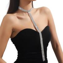 Graceful Diamond Tassels Pendant Choker for Women Solid Color Adjustable Clavicle Chain Valentines Day Wedding Jewelry 1