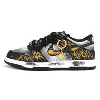 Nike Dunk Abrasion Resistant Breathable Low top Skateboard Shoes Unisex Black Gold DD1391-100(Team1461-) 42.5 black
