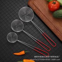 Stainless Steel Bubble Tea Strainer Spoon - Pink Pearl with Red Rubber Handle for Boba and Milk Tea. Small 6.5cm gray