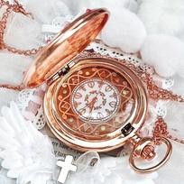 Rose pocket watch, fashionable trend, full diamond three-dimensional watch, hanging watch, quartz pocket watch rožinė