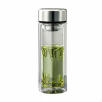 Double Wall Glass Tea Bottle Heat Resistant Infuser Large Capacity for Business 480ML