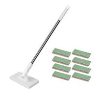 39.4  Hands-Free Multi-Purpose Flat Mop, Multifunctional Lazy Mop with One-Click Cloth Attachment with 8 Reusable Clothes, Ideal for Washbasin & A