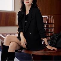Fashion Women'S Elegant Blazer Trendy Casual Back Slash Design Lapel Suit Coat S juoda
