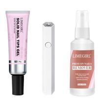 Press On Nails Adhesive Gel Nail Tips Glue Solid Nail Glue Remover Spray Set Fake Nails Tool Long Lasting Reusable less