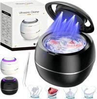 Ultrasonic UV Denture Cleaning Dome, Upgraded Retainer Cleaner for Night Guards, Braces, Aligner, Toothbrush, Jewelry and More (White) juoda