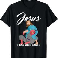 Jesus Has Your Back Jiu-Jitsu BJJ Funny MMA T-Shirt S juoda