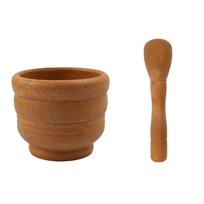 Manual Mashing Medicine Pot Household Grinder Pressing Garlic Mashed Garlic Mashing Pot Jujube Wood Pounding Garlic Stone Mortar brown