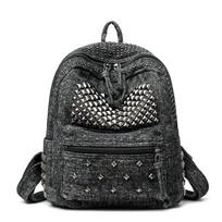 Džinsinis Kuprinė Punk Kniedės Kuprinė Small juoda