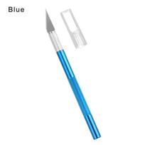 Fruit Pastry Tools Carving Sculpture Non-slip Knife Engraving Cutter Metal Scalpel with 1pc Blade mėlyna