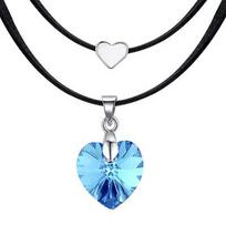 Vintage Original Heart Crystals From Austria Choker Necklaces For Women Double Rope Chain Statement Necklaces Wedding Jewelry 33CM add 5CM akvamarinas