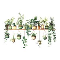 Potted Green Plant Shelf Wall Decal Tropical Plants Green Leaves Wall Stickers Removable Wall Art Murals for Living Room Bedroom Kitchen Office C