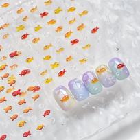 Little Red Fish Jelly Summer Goldfish Carp Ocean Beach Mermaid Sea Shiny Small Koi Soft Relief Nail Art Stickers Manicure Decals one size