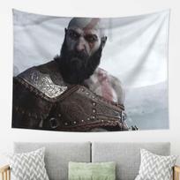 Skull Kratos God Of War Tapestry Wall Hanging Aesthetic Home Decoration Tapestries for Dorm Room 74x94cm(29x37in) gray
