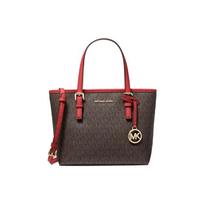 Michael Kors Mk Jet Set Logo Leather Tote Bag Women Tote Bags Dark-Brown Fire-Red 35T9GTVT0B-FLAME Basic Set (Bag+Dust Bag)