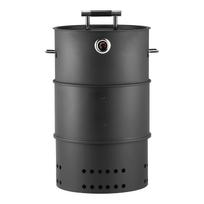 Charcoal Smoker Grill, 470mm Barrel Charcoal BBQ Smoker, Coated Steel Outdoor Barbecue Grill with 2 Grilling Grates, 1 Hanging Rod, 6 Hooks &