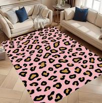 Classic Leopard Print Carpet Mat Rug - Black White Brown Animal Pattern Home Decoration for Living Room Bedroom Bedroom Decor 50X80CM