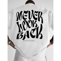 Men's Streetwear T-Shirt with Back Print Motivational Text - Summer Short Sleeve Round Neck Casual Tee, Bold Back Design for Urban Style S balta