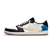 Travis Scott X Jordan Air Jordan 1 Vintage Basketball Shoes Women's Low Top Blue DZ4137-700(Team1946-) 35.5