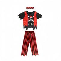 Kids' Caribbean Pirate Costume - Halloween Captain Jack Cosplay Striped Set (Short Sleeve Top & Long Pants) S