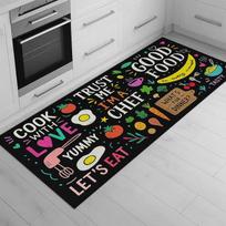 Kitchen Cooking Theme Rug Modern Chef Knife Cut Onion Floor Mat Non Slip Black Runner Stylish Kitchen Decor Gift for Food Lovers 40X120CM