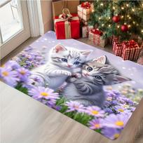 1Pcs Anti Fatigue Kitchen Rugs,  Purple Flower Print Waterproof Non-Slip Thick Cushioned Kitchen Mat Heavy Duty Comfort Standing Mat for Kitchen 40*60cm