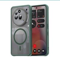 For Nothing Phone 3A Pro Case Hard transparent Magnetic Wireless Charging Protective Back Cover Case For Nothing Phone 3A Shell Nothing Phone (3a) Pro žalia