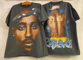Vintage Tupac Shakur 2Pac AOP Memorial Rap BIG Single Stitch Sz.L Shirt REPRINT S