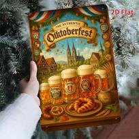 Plokštelė Rinkinys Oktoberfest Metalo Ženklas Vidaus/Lauko Naudojimui Atsparus Orai Tinka Moderniems Namams Rustic Stiliaus Baro Ženklai Išjungta 20X30CM brown