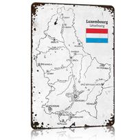 Handdrawn Luxembourg Map Metal Poster Tin Sign Wall Art Customizable Metal Signs for Home Decoration Room Decor Bar Accessories 20x30cm（7.8x11.8inch）