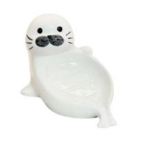 Novelty Soap Tray Cute Seal Ceramic Dish, with Self-Draining Design, Sponge Handmade Holder Organizer Tray, for Bathroom Countertop And Kitchen balta