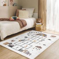 Boho Nordic Kids Room Rug Hopscotch Educational Playroom Carpet Activity Floor Mat for Nursery Game Learning Neutral Design Rug 60*90cm