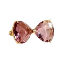 Elegant Crystals Bowknot Brooch Alloy Jewelry for Formal Event Secure Pin Comfortable Accessory violetinė