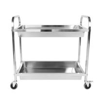 Metal Mobile Food Rolling Cart with Wheels 2-Tier Kitchen Cart Food Storage Service Trolley for Kitchen Restaurant Hospital Home