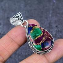 Natural Copper Ruby Zosite 925 Sterling Silver Jewelry Pendant 2.05  ET-4794