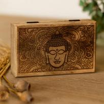 Large Rectangular Box Buddha Face Black Engraved 21.5x14x6.3cm