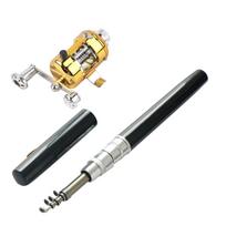 Portable Telescopic ket Pen Shape Fishing Rod Pole & Fishing Reel(silver)