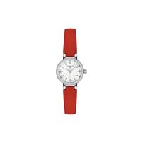 TISSOT Quartz Movement 30m Water Resistance Women's Watch 19.5mm White Dial Stainless Steel Case Leather Strap T140.009.16.111.00 Red Strap white
