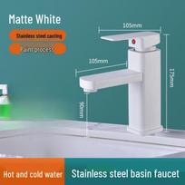 Matte White Square Single-Hole Basin Faucet Set (2 Pack) with 80cm Inlet Hoses