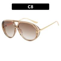 Oversized Oval Punk Pilot Sunglasses Women Big Luxury Brand Vintage Metal Frame Sun Glasses for Ladies UV400 Shield Eyewear