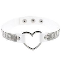 Black Leather Heart Rhinestone Choker Necklace Women Crystal Choker  Statement chocker collar fashion jewellery High Quality
