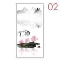 Chinese Artistic Landscape Painting Window Film Opaque Static Cling No Glue Decor Glass Sticker Window Privacy Protection Film 40x80cm