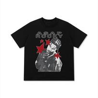 2026 New A $AP ROCKY Printed Cotton T-shirt Summer Men's and Women's Fashion Casual Y2K Short Sleeve T-shirt Streetwear Unise... S įvairiaspalvis
