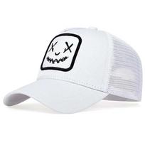 Unisex beisbolo kepuraitė su šypsenėlės veidelio aplikacija Kepurės Vyrams Moterims Vasarinė Trucker kepurė 54cm-60cm balta