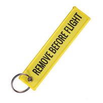 Key Chain Woven Wide Application Unisex Remove Before Flight Letters Keyring for Luggage Bag geltona