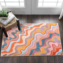 Vintage Abstract Bedroom Area Rug Colorful Striped Non-Slip Carpet Living Room Floor Mat Kitchen Barhroom Entryway Doormat Decor 40cm x 60cm