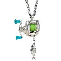 Mini Fishing Reel Necklace Pendant 60CM