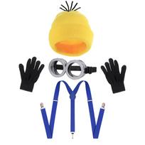 Suaugusiųjų kostiumų rinkinys su kepure, akiniais, petnešomis ir pirštinėmis teminiams vakarėliams, Helovinui, cosplay renginiams, šventiniams drabužiams One Size black