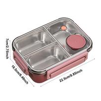 Stainless Steel Lunch Box Salad Box Students Lunch Container With 3 Compartment Portable Large Capacity Lunch Containers raudona