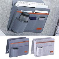 TV Remote Control Holder Pockets Storage Bag Bedside Bag Sofa Side Pouch Bedside Storage Organizer Hanging Couch gray